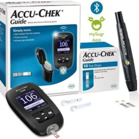 Accu-Chek Guide Wireless Blood Glucose Monitoring System Glucometer with 10 Test Strips Free