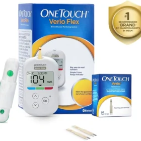 OneTouch Verio Flex Glucometer (Box of 10 Test strips Free)