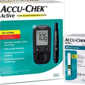 Accu-Chek Active Blood Glucometer Kit (Box of 10 Test strips Free)