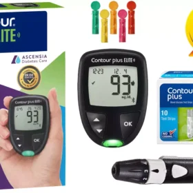 Contour Plus Elite Blood Glucose Monitoring System Glucometer with Contour Plus Blood Glucose Test Strip 20S Free