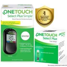 OneTouch Select Plus Simple Glucometer with 10 Free Strips Black