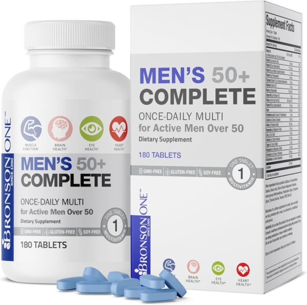 Bronson Men’s 50+ Multivitamin label with ingredients