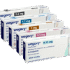 Wegovy semaglutide injection pens in 0.25mg, 0.5mg, 1mg, 1.7mg, and 2.4mg strengths for weight loss treatment.